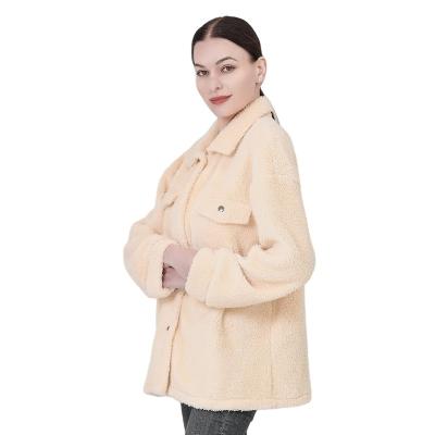 China Breathable Plus Size Womens Winter Warm Clothing Casual Beige Cashmere Coat for sale