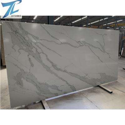 China 2022 Color Modern White Quartz Artificial Calacatta White Quartz Slab For Sale for sale