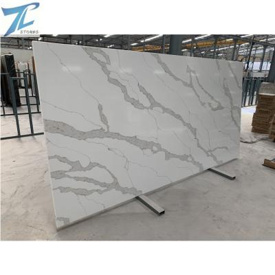 China Cheap Countertop/Floor Top/Wall Calacatta Gold Quartz Glass Artificial Stone Vanity Polished 2cm Price for sale