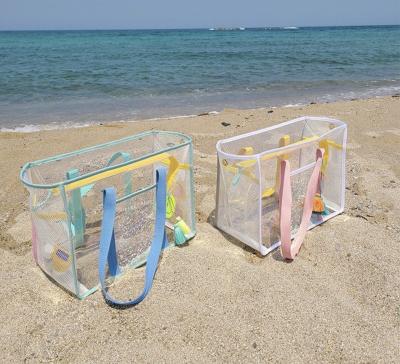 China Water Proof RTS 2022 Summer Instagram Clear PVC Beach Bag Large Capacity Hot Selling Mummy Beach Outdoor Double Bag for sale