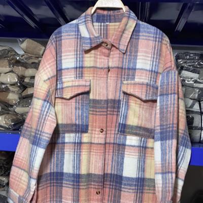 China 01 Long Sleeve Women Plaid Wool Blend Shacket Breathable Super Hot Selling Casual Jacket for sale