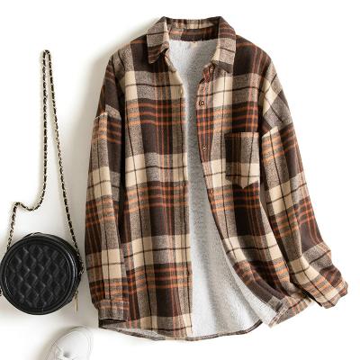 China 2022 Winter Women's Reversible Fleece Shacket Plaid Shacket for sale