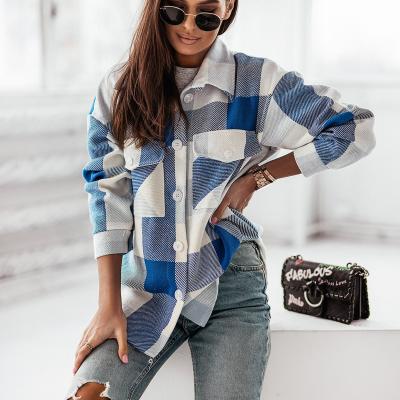 China 2022 New Winter Viable Women's Shacket Thick High Quality Flannel Plaid Shacket Plaid Shacket For Women for sale