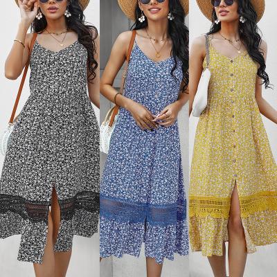 China 2022 Summer Washable Bohemia Print Amazon Floral Print USA Maxi Dress Dress For Women for sale