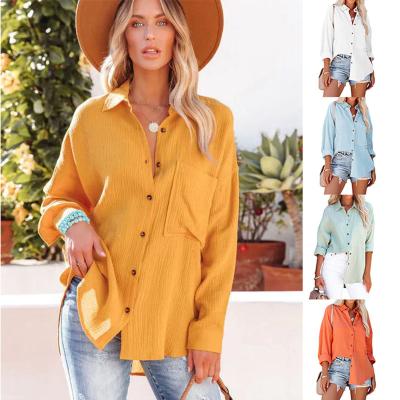 China New Arrival Breathable Hot Selling Solid Color Women's Casual Shirt Oversized Top For Spring Autumn Shacket for sale