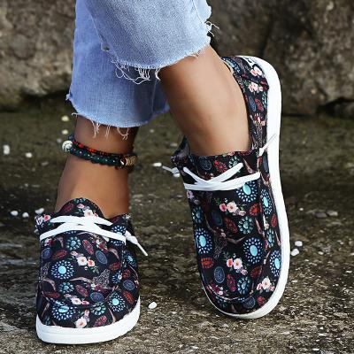 China SUPER01 2022 Wholesale New Women's Sweat-absorbent Flat Shoes Multicolor Flower Flat Lightweight Canvas Shoes for sale