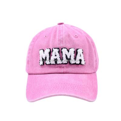 China COMMON 2022 Summer MOM Letter Baseball Cap Hat Washed Embroidery Adjustable MOM Patch Sports Hat for sale