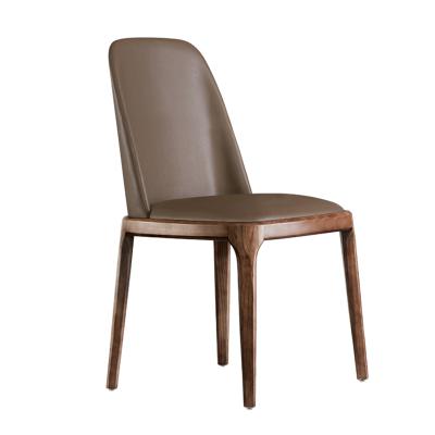 China Modern Solid Wood Base And PU Leather Cushion Armless Ash Dining Chair For Dining Room for sale