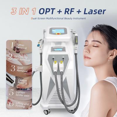 China Double Screens 3 In 1 Multifunctional RF Face Lifting Nd Yag Laser Tattoo Removal OPT IPL Hair Removal Machine for sale