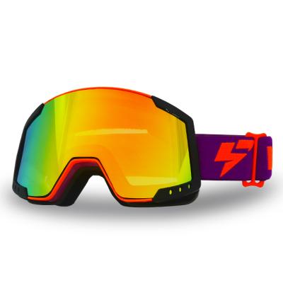 China antifog; Outdoor Custom Logo UV Convex Lens Dual Logo Protective Strap Goggles Elastic Snow Skiing Goggles for sale