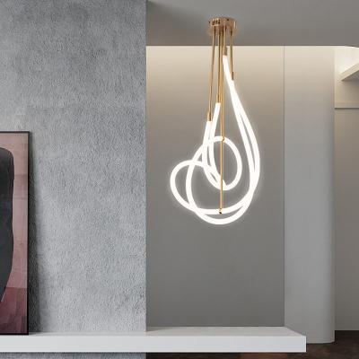 China Home Living Room Art Pendant Lamp Decoration Fixture Zhongshan Guzhen of Gold Modern Luxury Irregular Linear Chandelier for sale