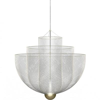 China 3 Layers LED Gold Silver Metal Modern Grid Light Aluminum Pendant Light Zhongshan Guzhen Chandelier Suspension Lamp Decor for sale