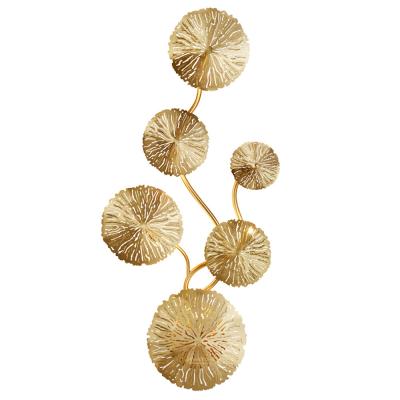 China Modern Style Lotus Modern Gold Leaves Wall Lamp Home Decor Bedside Lighting Wall Sconce GuZhen Lighting for sale