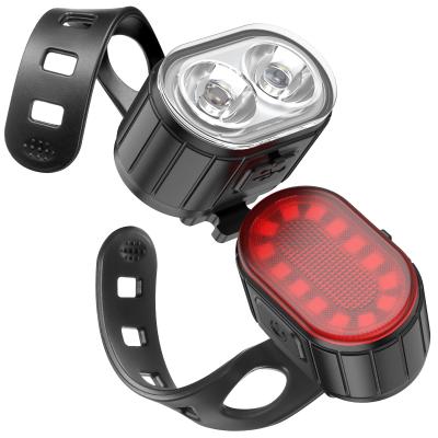 China Bicycle Waterproof Rechargeable Combination Front Lamp Tail Lamp Kit Q3 for sale