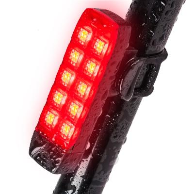 China 6 Brightness Modes Rechargeable Light Waterproof Safety ABS+PC USB Bicycle Tail LED Warning Lamp Bike Rear Light for sale