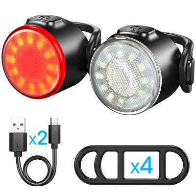 China Waterproof PC Bike Mini LED Bicycle Light Set Front Light And Tail Light Plastic Combination for sale