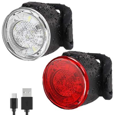 China USB Rechargeable Bicycle Fog Light Mini Bicycle Headlight And Taillight LED Bike Light Set Q2 for sale