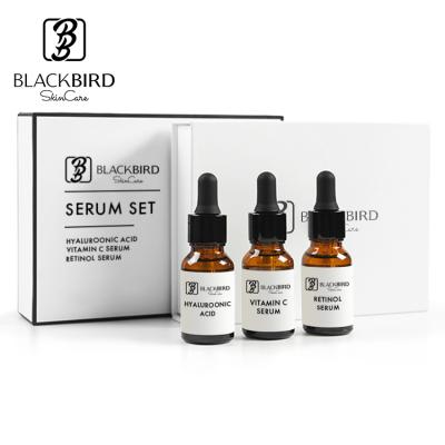 China 2022 New Arrival Private Label Vegan Anti Aging Whitening Kit Vitamin C Retinol Facial Serum Ha Set OEM/ODM Anti Aging Face Serum for sale