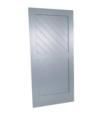 China Modern Design 2-Panel V-Groove Painted Solid Core Interior Sliding Wood Door for sale