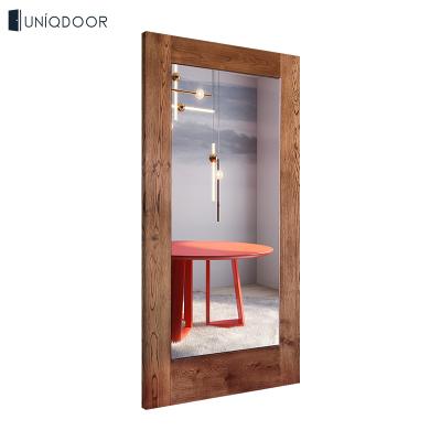 China Modern Lite Full Frosted Glass Stained Walnut Wood Interior Barn Doors With Sliding Door Hardware Kit for sale