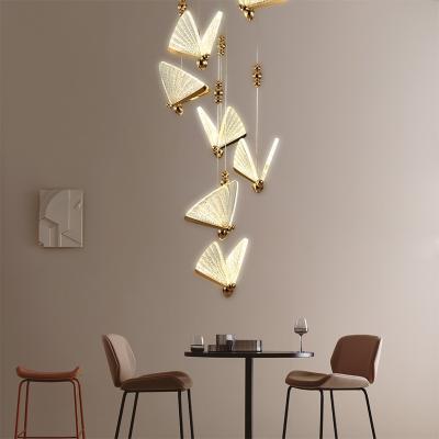 China Nordic Simple Modern Light Gold Butterfly LED Butterfly Decorative Chandelier for sale