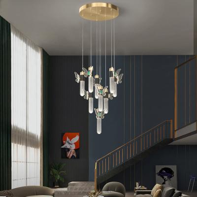 China Modern Light Led Butterfly Chandelier Ceiling Hanging Pendant Lamp Simple Metal Acrylic for sale