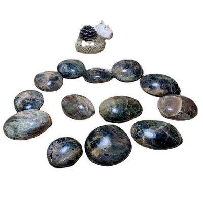 China Wholesale High Quality China Gemstone Black Moonstone Palm Healing Polished Crystal For Decoration for sale