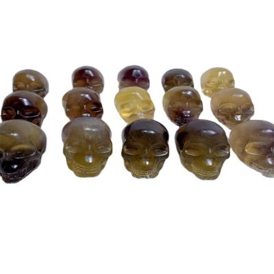 China China wholesale high quality purple and yellow flourite skulls natural healing stone for decoration for sale