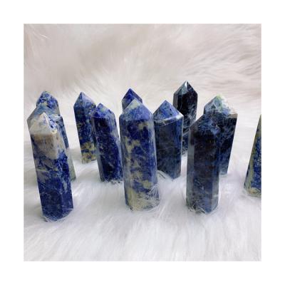 China China Wholesale High Quality Natural Blue Magic Wand Crystal Sodalite Tower Point Healing For Decoration for sale