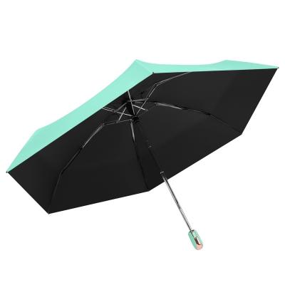 China CLASSIC Quadruple Automatic Opening And Closing Umbrella Matte Black Rubber Mini Umbrella UV Protection Umbrella for sale