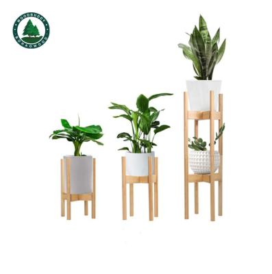 China Mid-Century Adjustable Bamboo Wooden Plant Stand Flower Stand Cruciform Style For Living Room Dining Room, Bedroom, Balcony for sale