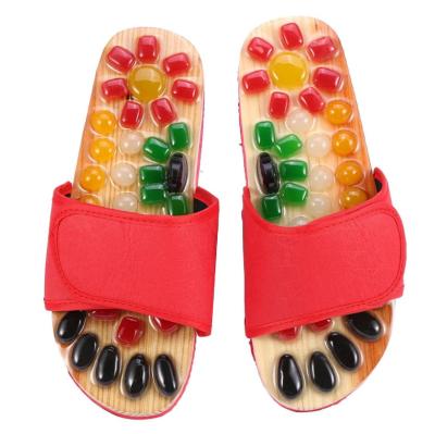 China Natural Foot Cobblestone Foot Massage Slippers, Unique Foot Point Massage Promote Blood Circulation Foot Care Reflexology Sandals (Red= for sale