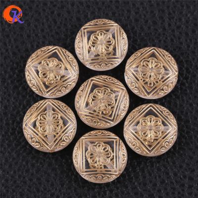 China DIY Jewelry Making Loose Beads Cordial Design 175pcs 21mm Acrylic Antique Effect Bead Coin Shapes Gold Stripe Beads Handcrafted Jewelry Accessories for sale