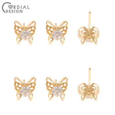 China Cordial Design 100Pcs 8*10MM CZ Earrings Stud/Butterfly Shape/Jewelry Accessories/DIY Making/Hand Made EAAC-194769 for sale