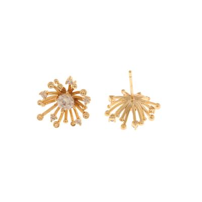 China DIY Jewelry Making Jewelry Accessories Cordial Design 20Pcs 14*16MM Jewelry Accessories CZ Earrings Stud Flower Hand Made Real Gold Plating DIY for sale