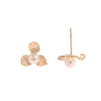 China DIY Jewelry Making Jewelry Accessories Cordial Design 30Pcs 11*11MM Jewelry Accessories Earrings Stud Imitation Pearl Genuine Gold Plating Handmade M for sale