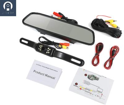 China Multi-Language Support 4.3 Inch Mirror Monitor Camera System Kit With License Plate Camera Rearview Safety System Set for sale