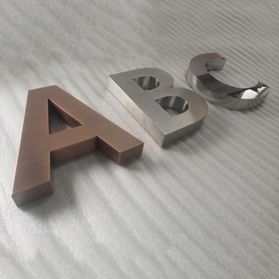 China Buildings Brushed Stainless Steel Gold Channel Letter 3D Pink Metal Letter Wall for sale