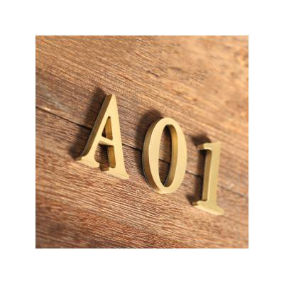 China Customized modern three-dimensional nordic brass villa hotel apartment metal room number signs number sticker customization for sale