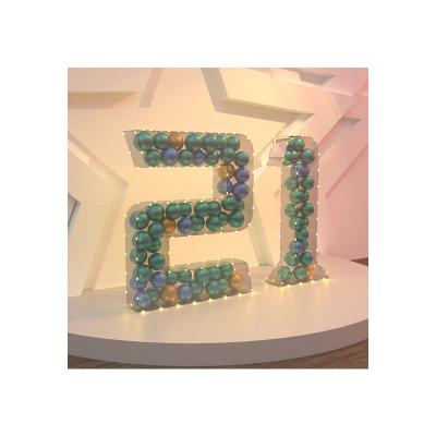 China 2022 modern romantic 3d wedding display decoration clear acrylic plastic hollow number balloon letters for festival party supplies for sale