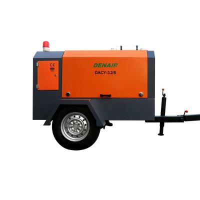 China 8 bar 250 cfm lubricated air compressor with diesel engine for sale