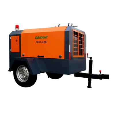 China 230 CFM 6.5 CFM Diesel Lubricated Portable Screw Air Compressor for sale