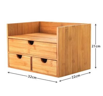 China Office Stationery Desk Organizer Durable Office Bamboo Wooden Wide Desk Organizer With Drawer Desk Organizer for sale