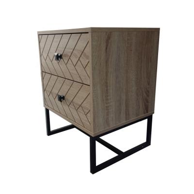 China High Quality 2 Tier PANEL Wooden Chest Nighstand With 2 Drawer Metal Chest Legs for sale