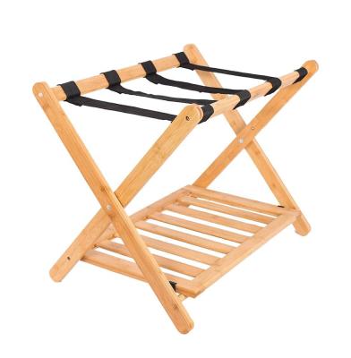 China Durable Bamboo Luggage Racks Suitcases Racks Solid Wood Foldable Baggage Rack for sale