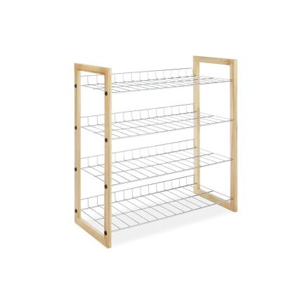 China Shoe Rack Clost Shoes 4 Tier Solid Bamboo Shoes Rack Shoe Rack Storage Organizer for sale