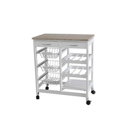 China Kitchen Furntiure Height Quality MDF Top Kitchen Rolling Furniture 3Tier With 2drawer for sale