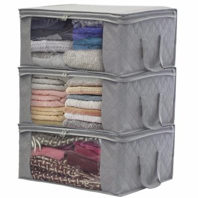 China Folding Gray Color Organizer Bags 3 Pack Fabric Storage for sale