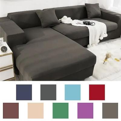 China Solid Color Furniture Protector Stretch Sectional Durable Washable Slipcover Sofa Cover for sale