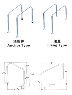 China 1.0mm entfernbare SS316 Swimmingpool-Handläufe zu verkaufen